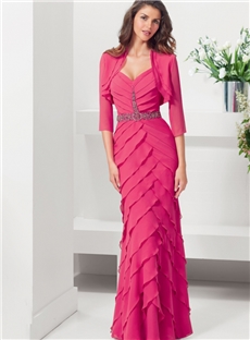 Elegant Ruffles Straps Zipper Up Floor Length Mother Of The Bride Dress