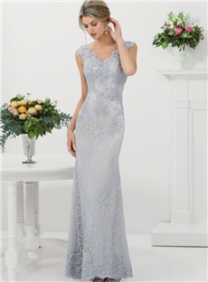 Boutique Mermaid V Neck Floor Length Mother Of The Bride Dress
