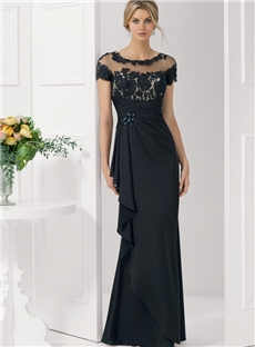 Elegant Jewel Embroidery Sheath Floor-Length Mother of the Bride Dress 
