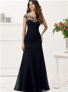 Gorgeous A Line Jewel Embroidery Floor Length Mother Of The Bride Dress