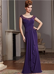 Glamour Scoop A Line Floor Length Ruffles Zipper Up Mother Of The Bride Dress