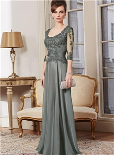 Boutique A-Line Floor-Length Embroidery Zipper-Up Mother of the Bride Dress 