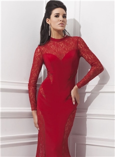 Elegant Mermaid Floor Length Lace Zipper Up Evening Dress