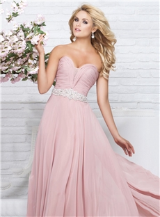 Elegant A Line Floor Length Beading Sweetheart Bridesmaid Dress