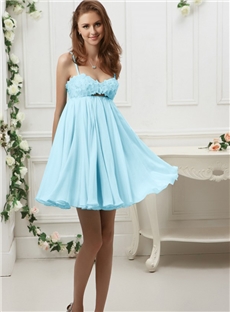 Elegant Straps Flowers Short Junior Bridesmaid Dress