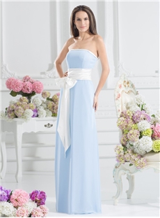 Adorable Strapless A Line Bowknot Zipper Up Floor Length Bridesmaid Dress
