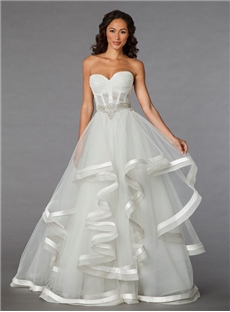 Ball Gown Sweetheart Neckline Empire Waist Chapel Train Beaded Embroidery Wedding Dress