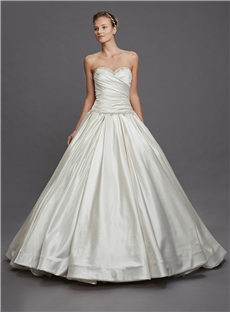 Ball Gown Sweetheart Neckline Dropped Waist Chapel Train Beaded Wedding Dress