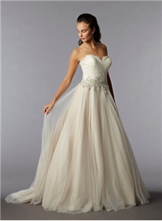 Ball Gown Sweetheart Neckline Sweep Train Beading Wedding Dress
