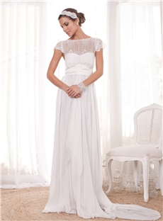 Ethereal Empire Illusion Scoop Neckline Court Train Wedding Dress