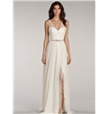 Elegant A Line Sleeveless Straps Court Train Wedding Dress