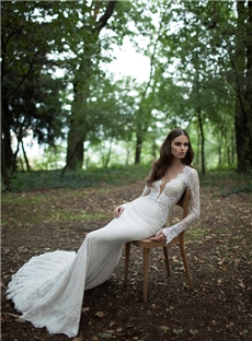 Sexy Mermaid Full Sleeve Lace Wedding Dress