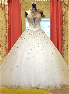 Gorgeous A Line Sweetheart Cathedral Train Satin And Tulle With Rhinestone Luxury Wedding Dress