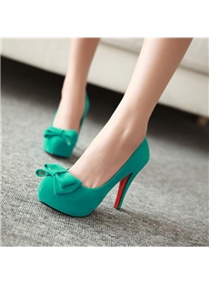 Boutique Stiletto Heels Bowknot Green Prom Shoes