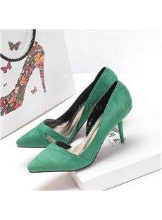 Boutique Green Suede Stiletto Heels Beak Prom Shoes
