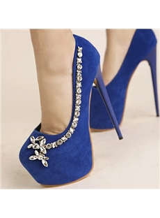 New Fashion Rhinestone Round Toe Stiletto Heel Prom Shoes
