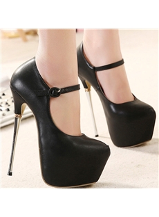 New Fashion Crystal Heel Platform Ankle Strap Pumps