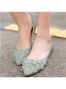Princess Floral Decorated Pointed Toe Flats
