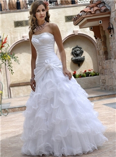 A Line Princess Strapless Ruffles Strapless Neckline Floor Length Sleeveless Wedding Dress