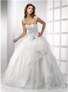 Gorgeous Ball Gown Appliques Bow Floor Length Lace Up Wedding Dress