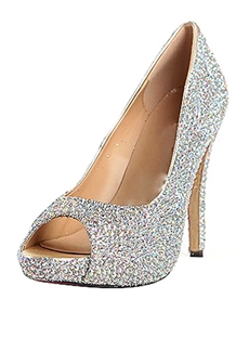 New Arrival Sheepskin Upper Rhinestones Stiletto Heel Peep Toe Wedding Shoes