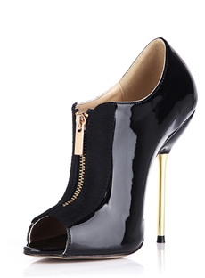 Cool Fabulous Black Patent Leather Peep Toe Prom Shoes