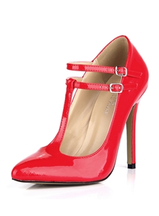 Gorgeous Red Patent Leather Stiletto Heel With Belts Prom Shoes