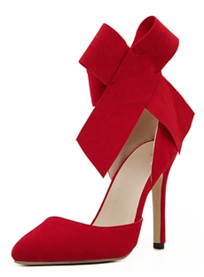 Red Bowknot Decorated Pointed Toe Stiletto Heel Sandals