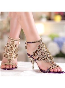 Rhinestone Shining Hollow Outs Stiletto Sandals