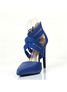Blue Cross Strap Stiletto Heel Sandals
