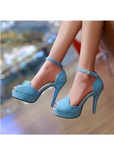 Colorful Peep Toe Platform Stiletto Heel Ankle Strap Sandals