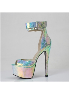 Glitter Platform Ankle Strap Sandals