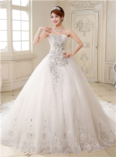 Shining Sweetheart Beadinh Bowknot Wedding Dress