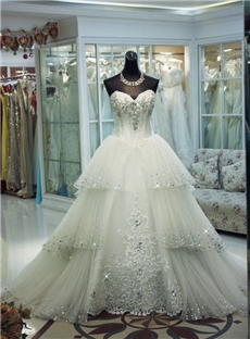 Luxurious Ball Gown Beading Wedding Dresses
