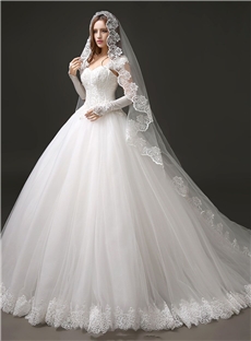 Elegant Embroidery Sweetheart Lace Up Pearl Decoration Wedding Dresses