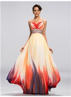 Elegant A Line Floor Length Printing Beading Summer Dress