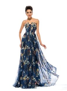 Cool A Line Strapless Printing Summer Dress
