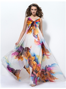 Elegant A Line Floor Length Printing Summer Dress