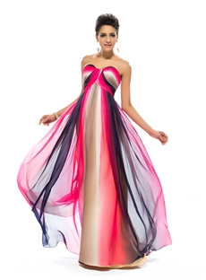 Graceful A Line Empire Sweetheart Floor Length Printing Summer Dress