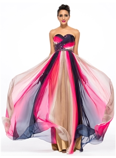 Gorgeous Sweetheart Beading Floor Length Printing Summer Dress