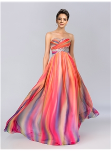 Boutique A Line Sweetheart Beading Floor Length Printing Summer Dress