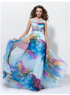 Attractive A Line Beading Printing Summer Dress