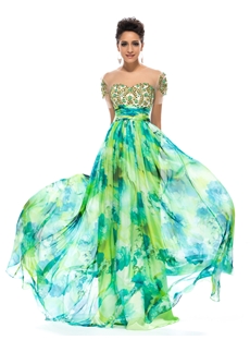 Elegant A Line Beading Printing Summer Dress