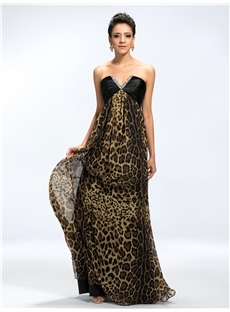 Attractive Empire Beading Floor Length Leopard Printing Summer Dress