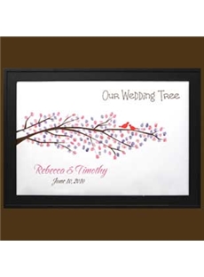 Personalized Wedding Thumbprint Tree with Love Birds Signature Frame