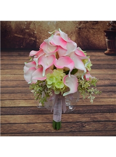 Delicate Pink Pu Feel Calla Lily Flower Wedding Bouquet