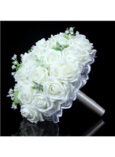 Lace Pearl White Rose Starry Sky Wedding Bouquet