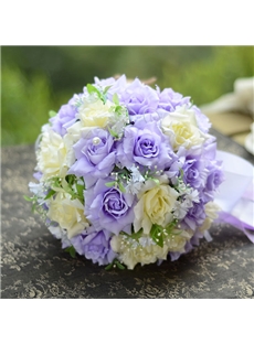 Nice Cloths Purple Ivory Flowers Wedding Bouquet