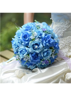 Nice Cloths Blue Flowers Wedding Bouquet