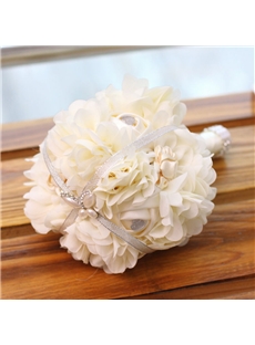Stunning Cloths White Rose Silk Ribbon Wedding Bouquet